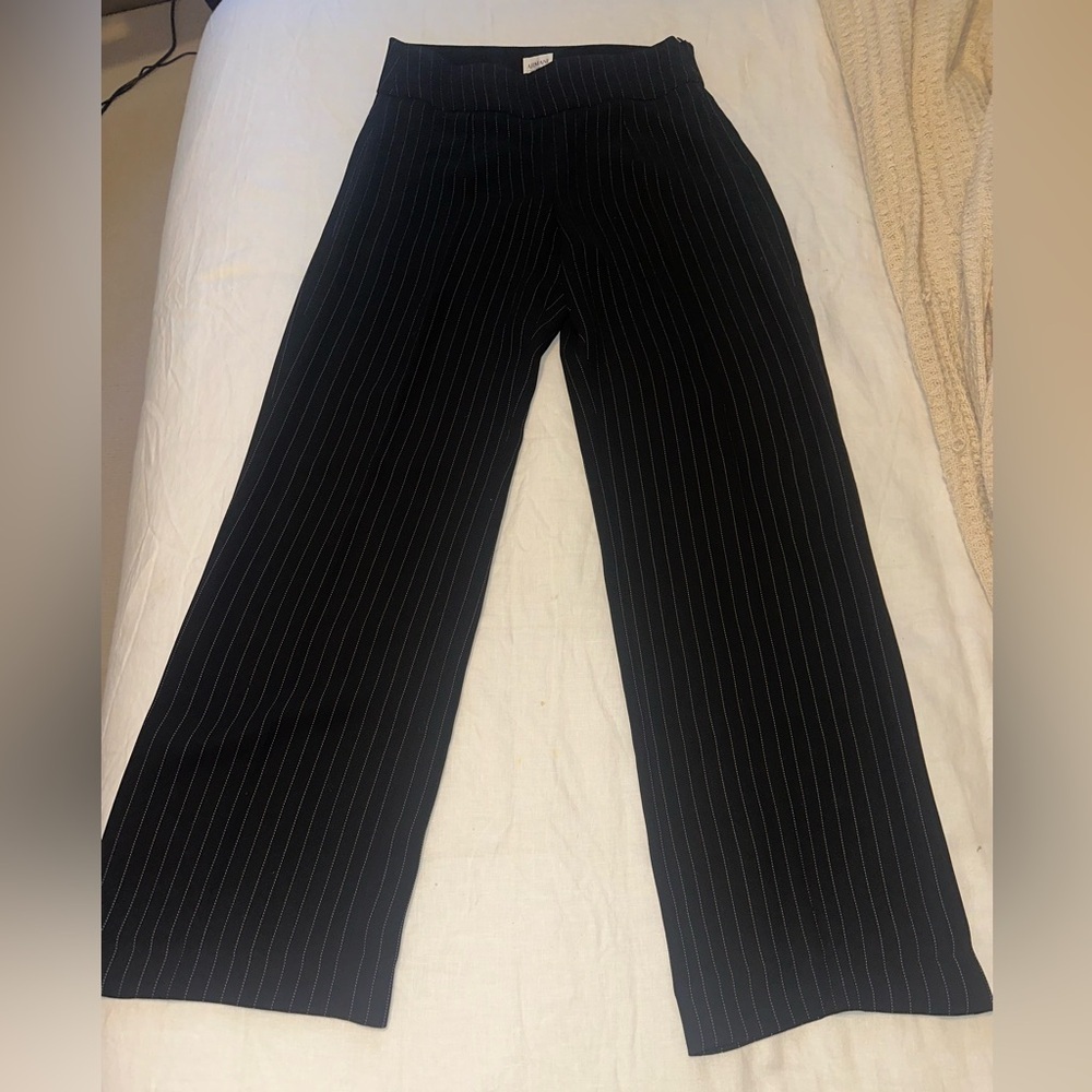 Armani Collezioni Black Pinstripe Straight Leg Dress Pants Trousers Women’s Size